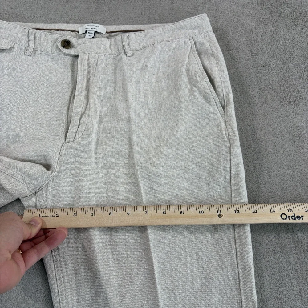 Banana Republic Slim Straight Trouser Pants in Beige Linen Blend Men‎ 36x28